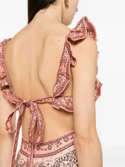 Zimmermann Matchmaker Frilled Midi Dress in Pink Bandana Size 2 / AU 12 for rent on The Volte - image 4