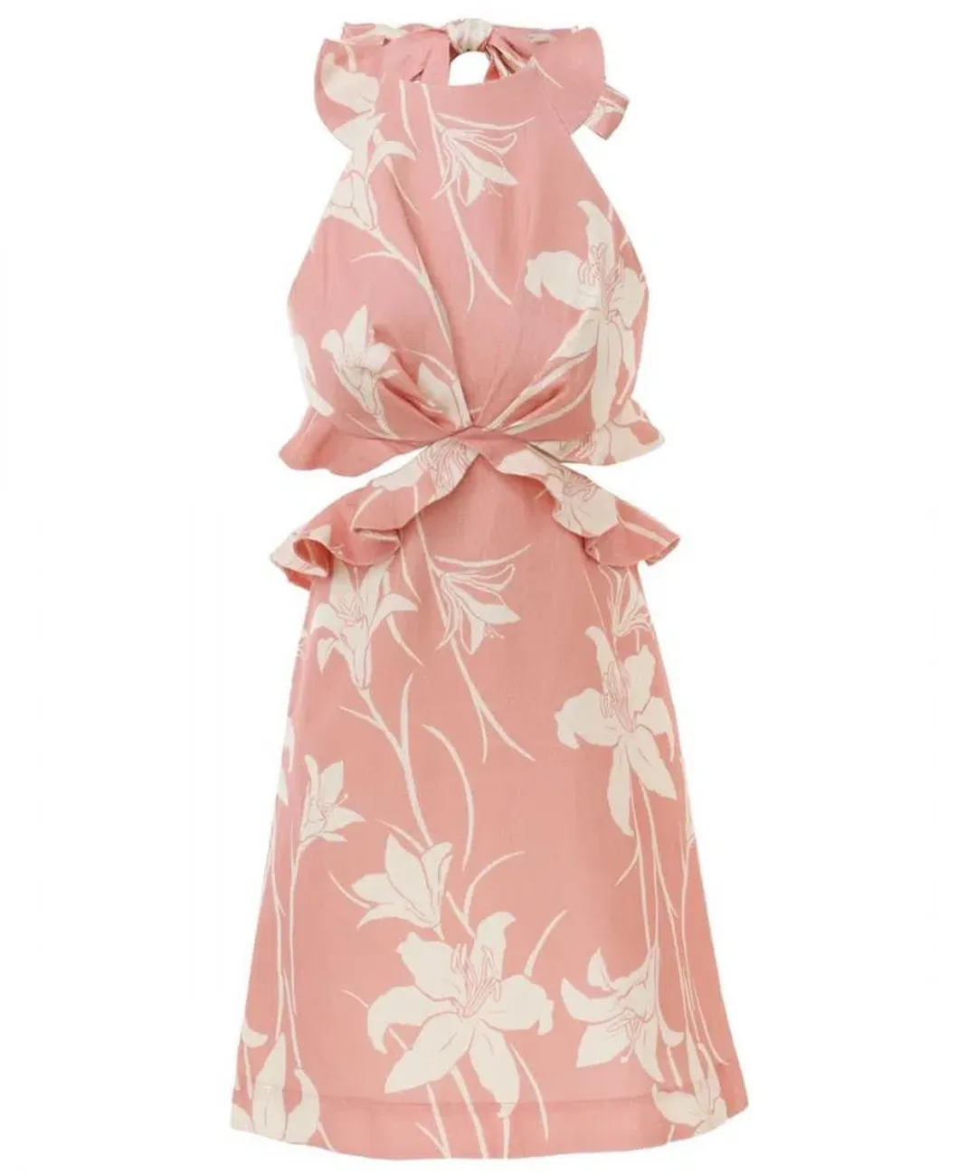 Zimmermann Acadian Tie Back Mini Dress in Pink/Ivory Floral Size 2 / AU 12 for rent on The Volte - main image