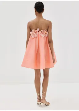 Zimmermann Natura Strapless Mini Dress in Coral Size 0/ AU 8 for rent on The Volte - image 3