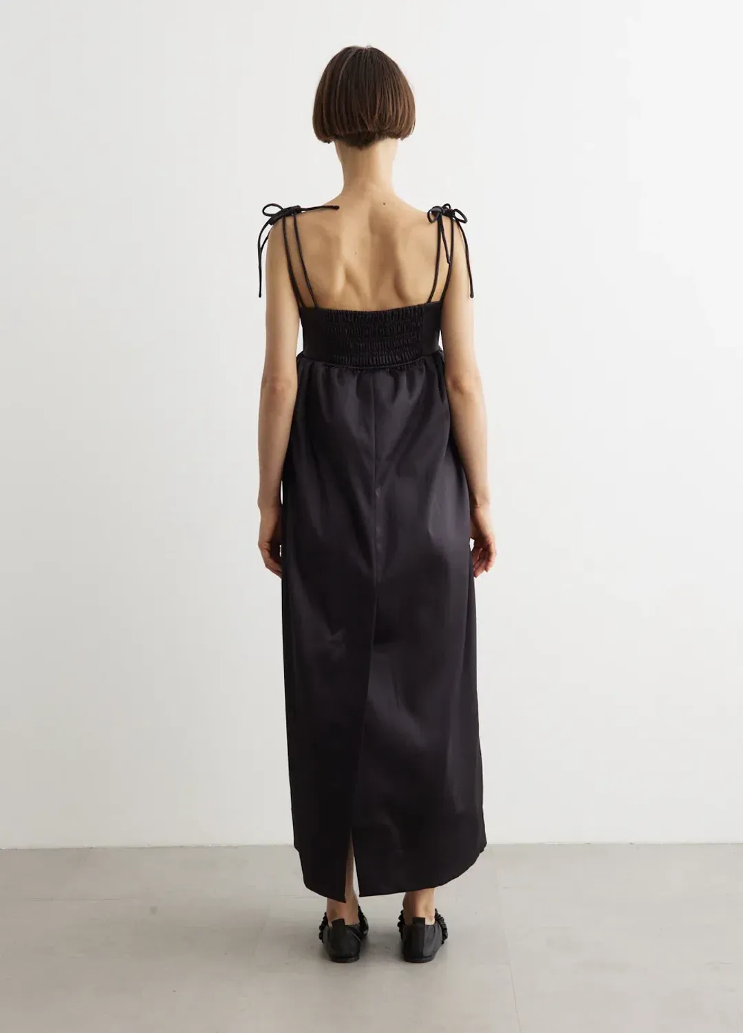 Ganni Sleeveless Satin Maxi Dress Black Size 6 for rent on The Volte - main image