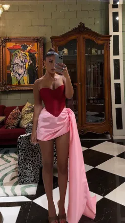Khirzad Femme Metisa Skirt Pink & Femme Fatale Corset Red Size AU 6 for rent on The Volte - image 1