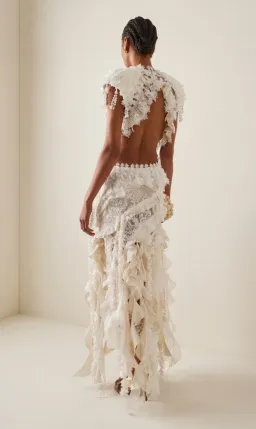  Zimmermann Wonderland Lace Frill Mini Dress Cream Size 0/ AU 8 for rent on The Volte - image 4