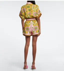 Alemais Winnie Shirt Size 6 and Short Size 10 Set Floral Spliced Pink for rent on The Volte - image 2