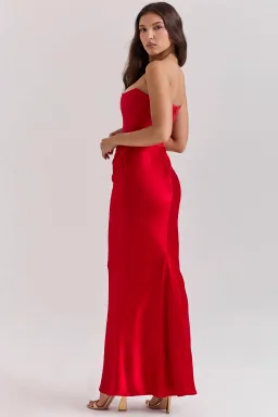 House Of CB Persephone Strapless Corset Maxi Dress Scarlet Red Size S / AU 8 for rent on The Volte - image 2
