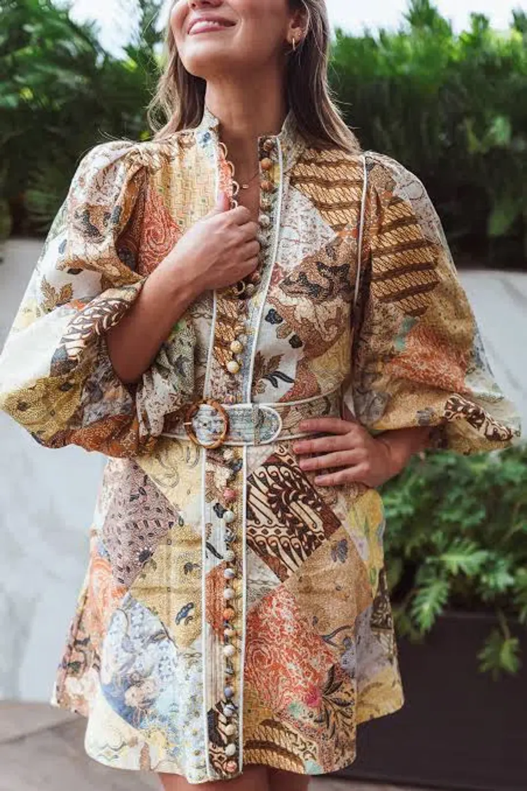  Zimmermann Brightside A-Line Mini Dress in Batik Patch Size 3 / AU 14 for rent on The Volte - main image
