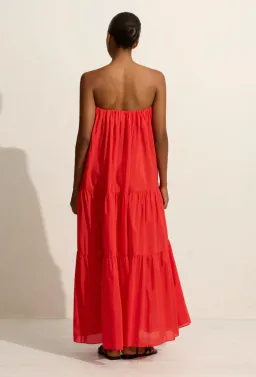 Matteau voluminous strapless tiered dress in Rosso red Size 3 / AU 10 for rent on The Volte - image 3