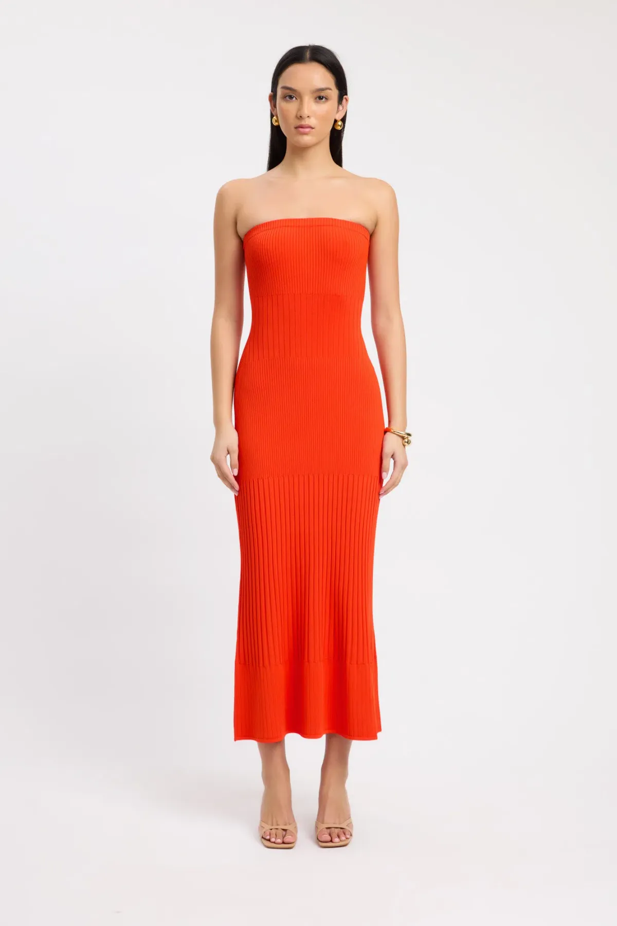 Kookai Serah Strapless Dress Mimosa Orange Size 10 for rent on The Volte - main image