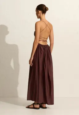 Matteau Gathered Lace Up Dress Brown Size 1/ AU 6 for rent on The Volte - image 4
