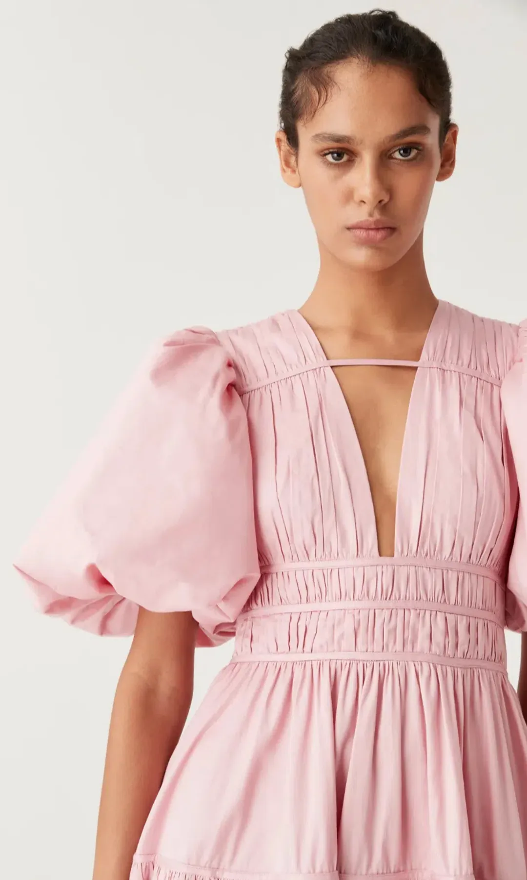 Aje Fallingwater Midi Dress Chalk Pink Size 12 for rent on The Volte - main image
