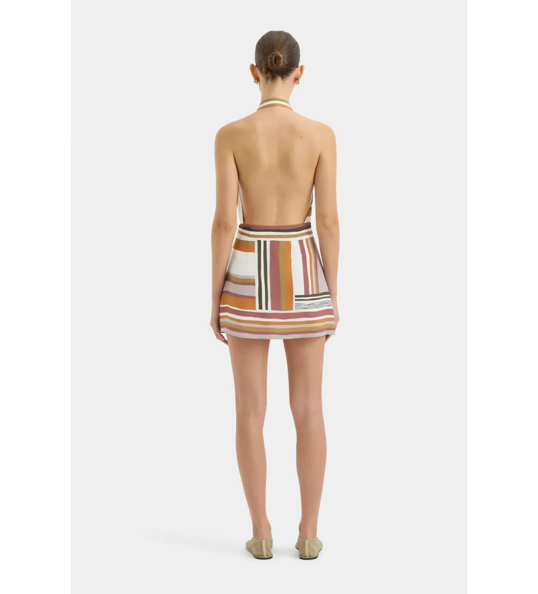 Sir the Label Caprera Wrap Halter Mini Dress Milazzo Stripe Size 6 for rent on The Volte - main image