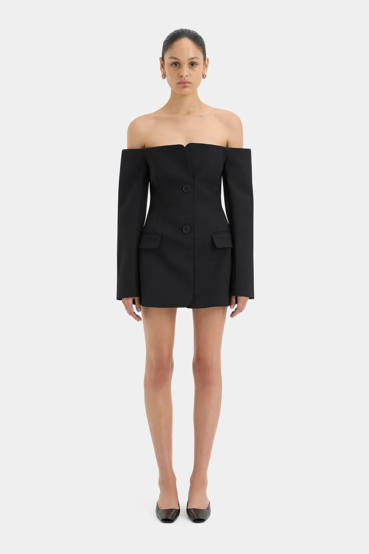 Sir the Label Sandrine Tailored Mini Dress in Black Size 10 for rent on The Volte - main image