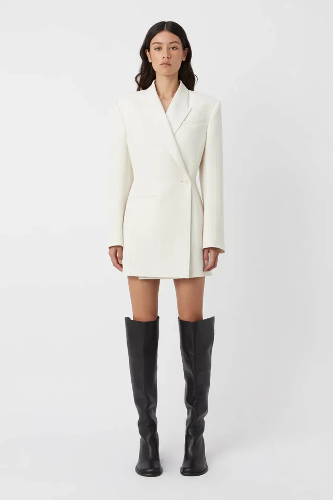 Camilla & Marc Riba Mini Blazer Dress in Cream Size 8 for rent on The Volte - main image