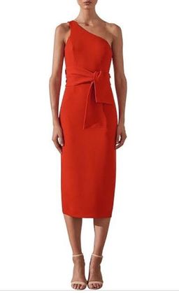 Shona Joy Bryant One Shoulder Midi with Belt Red 8 for rent on The Volte - image 1