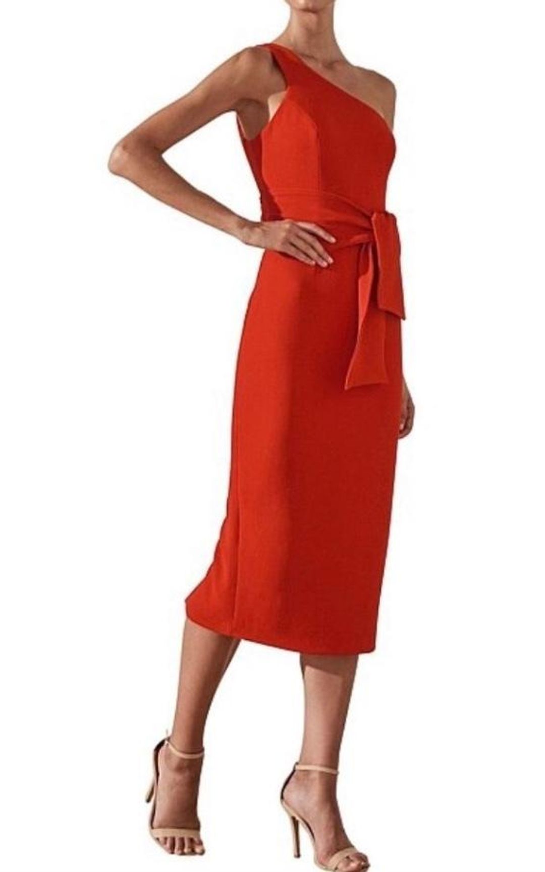 Shona Joy Bryant One Shoulder Midi with Belt Red 8 for rent on The Volte - main image