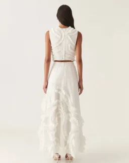 Aje Aurelia Frill Shell Top and Kendra Frill Maxi Skirt Set Ivory Size 10 for rent on The Volte - image 3