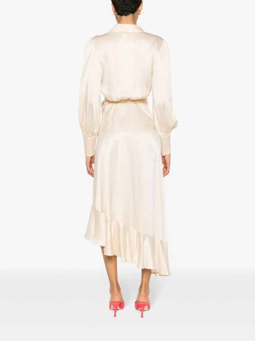 Zimmermann Silk Wrap Midi Dress Beige Size 1 / AU 10 for rent on The Volte - main image