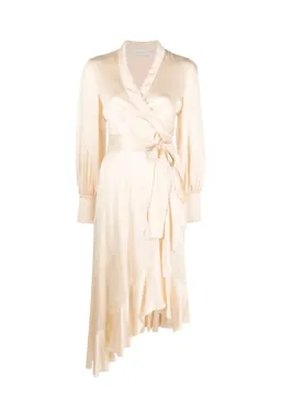 Zimmermann Silk Wrap Midi Dress Beige Size 1 / AU 10 for rent on The Volte - image 4