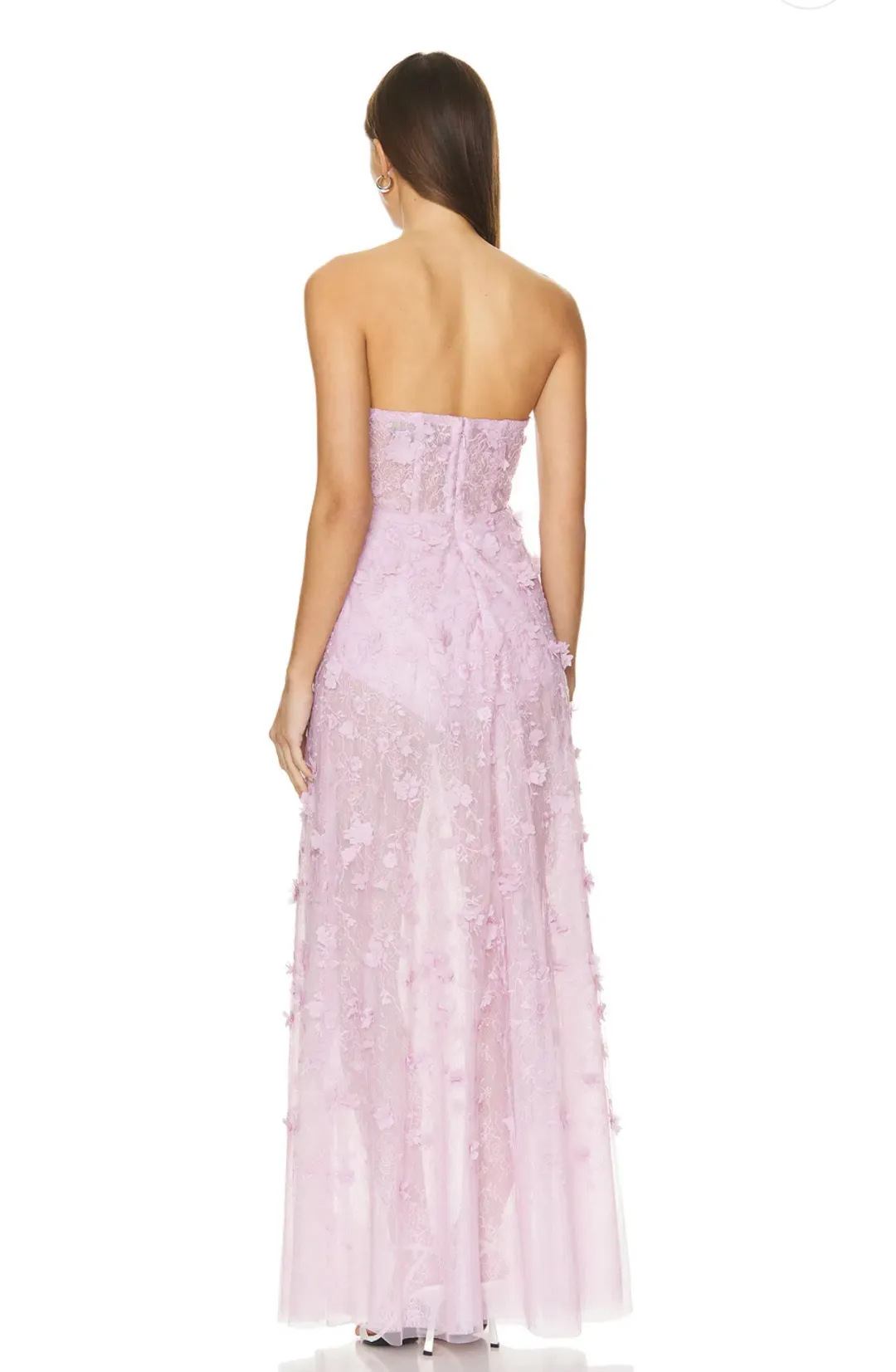 BCBGMAXAZRIA Poppy Strapless Floral Applique Gown Lilac Size 8 for rent on The Volte - main image