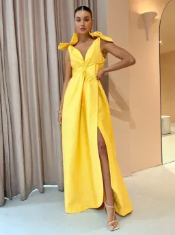 Rachel Gilbert Emiliano Gown in Lemondrop Size 10 for rent on The Volte - image 1