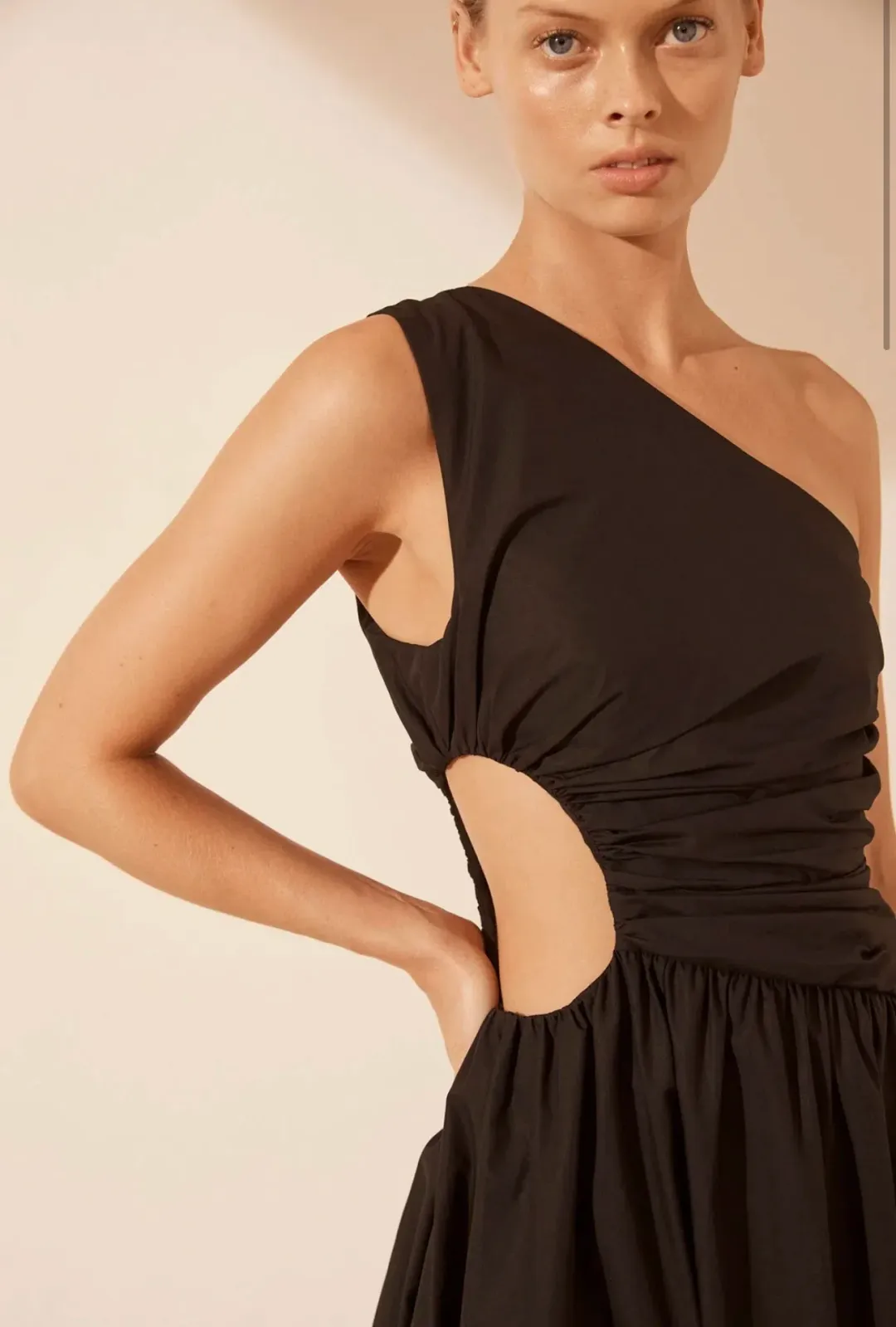 Shona Joy Josephine Asymmetrical Cut Out Maxi Dress in Black Size 8 for rent on The Volte - main image