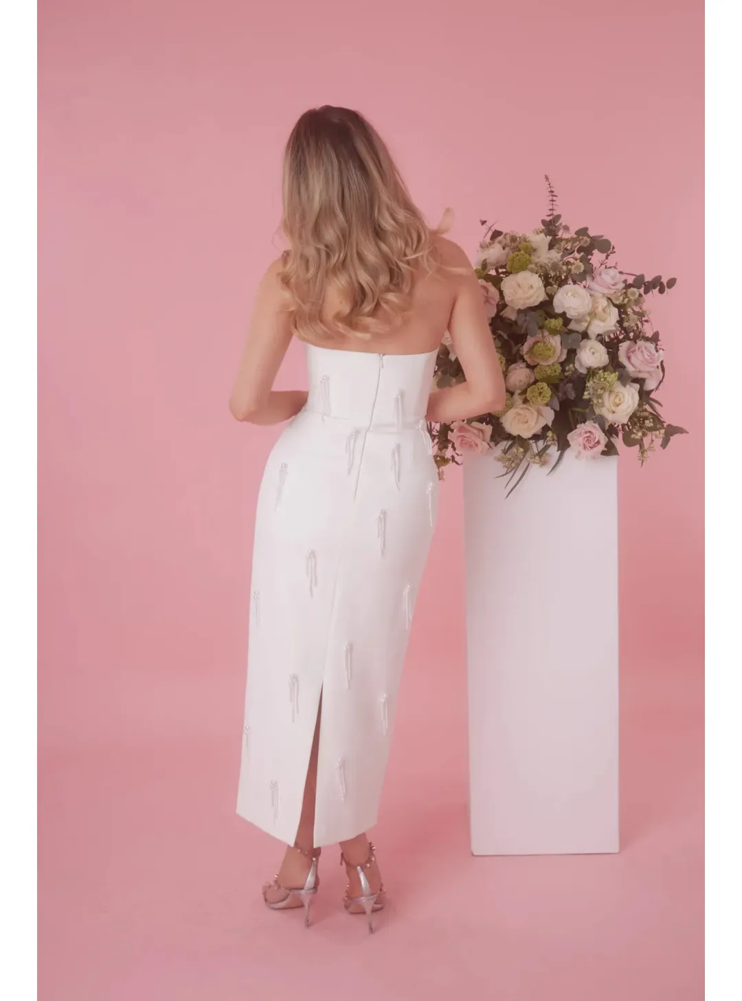 Odd Muse The Ultimate Muse Embellished Midi Dress White Size AU 8 for rent on The Volte - main image
