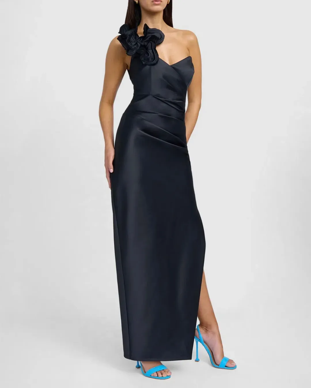 By Johnny Ruby Romance One Shoulder Long Line Dress Black Size AU 6 for rent on The Volte - main image