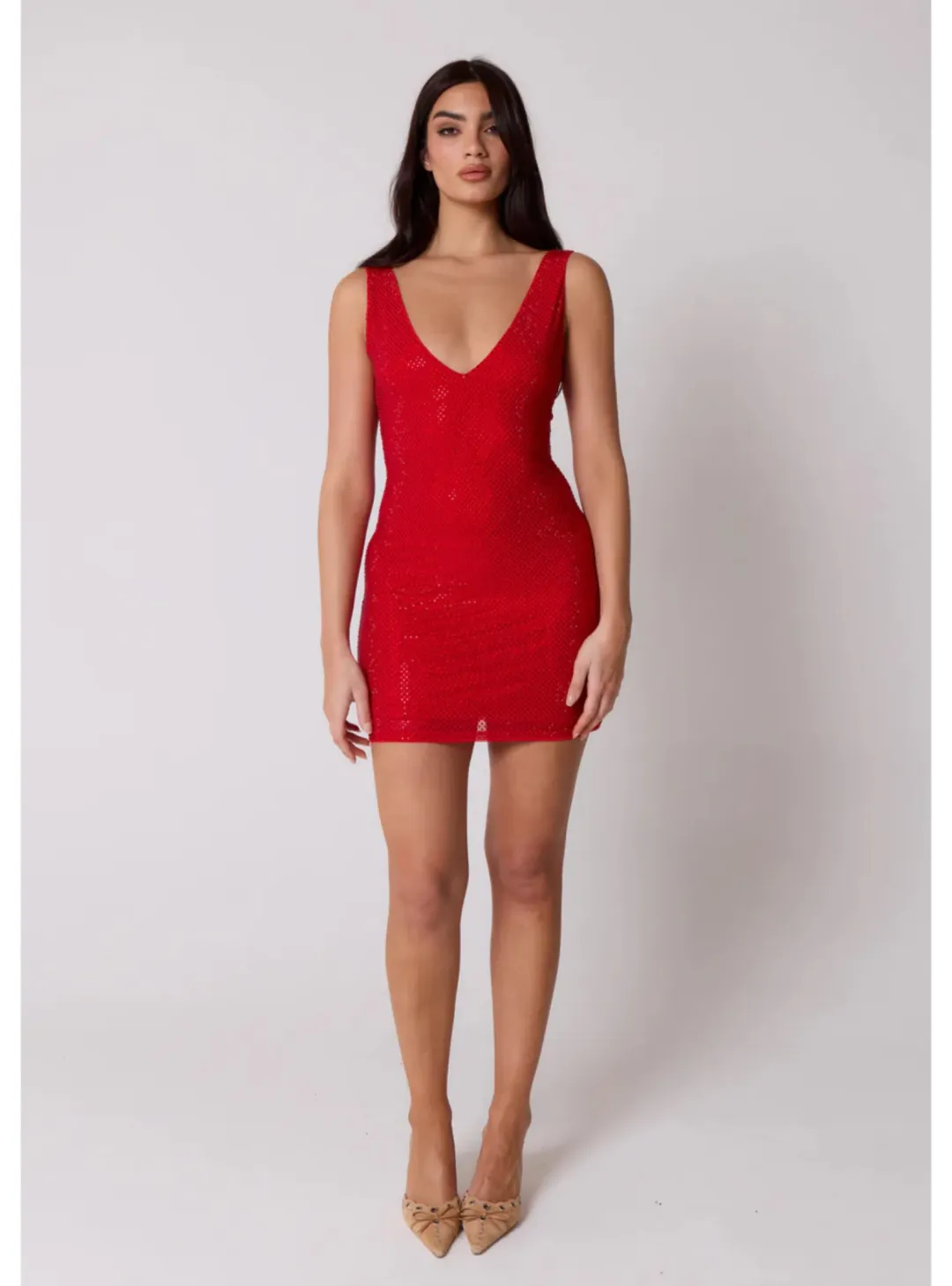 SLA the label Gigi Diamanté Dress Red Size AU 8 for rent on The Volte - main image