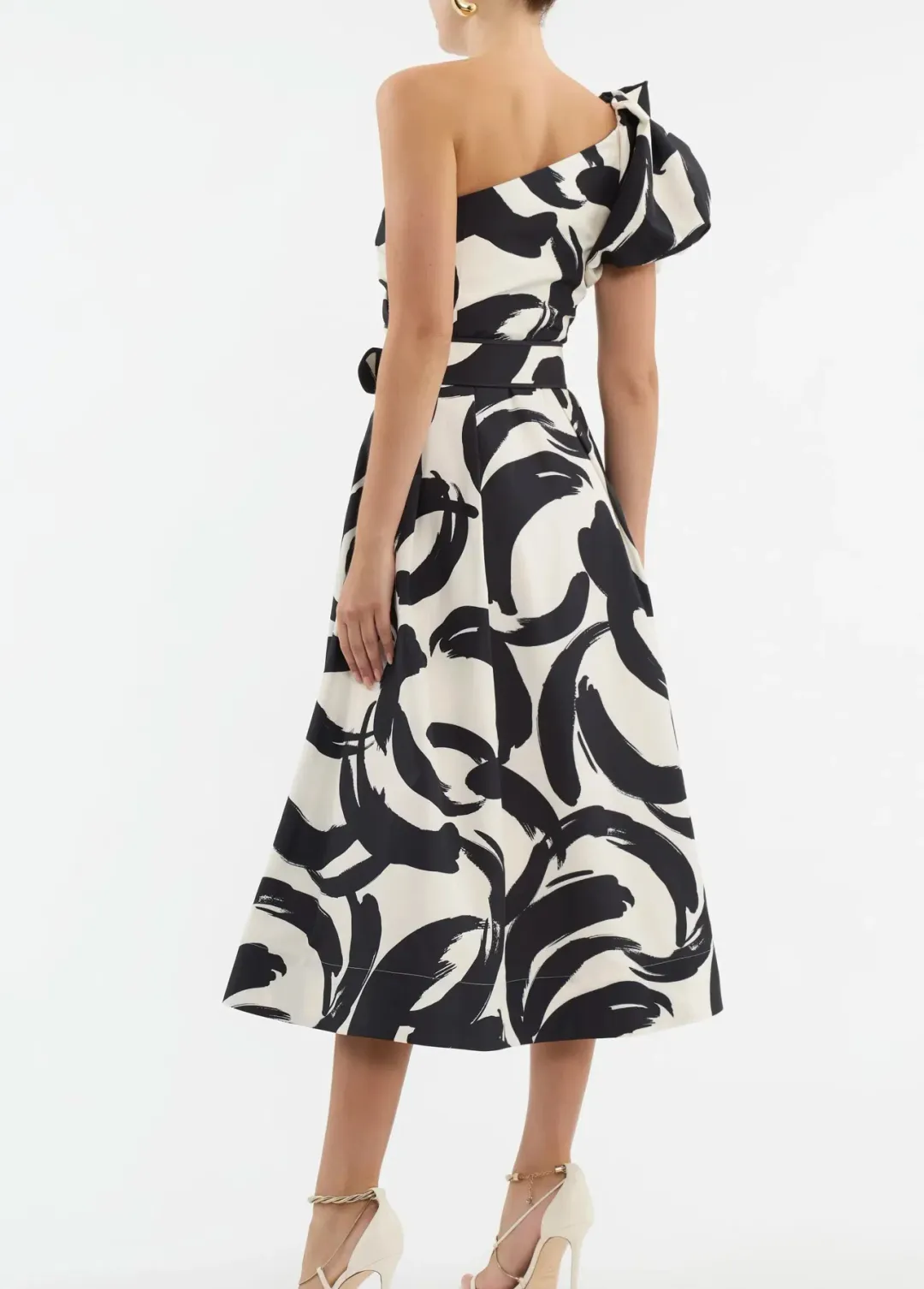 Rebecca Vallance Pompidou One Shoulder Midi Dress Print Size 10  for rent on The Volte - main image