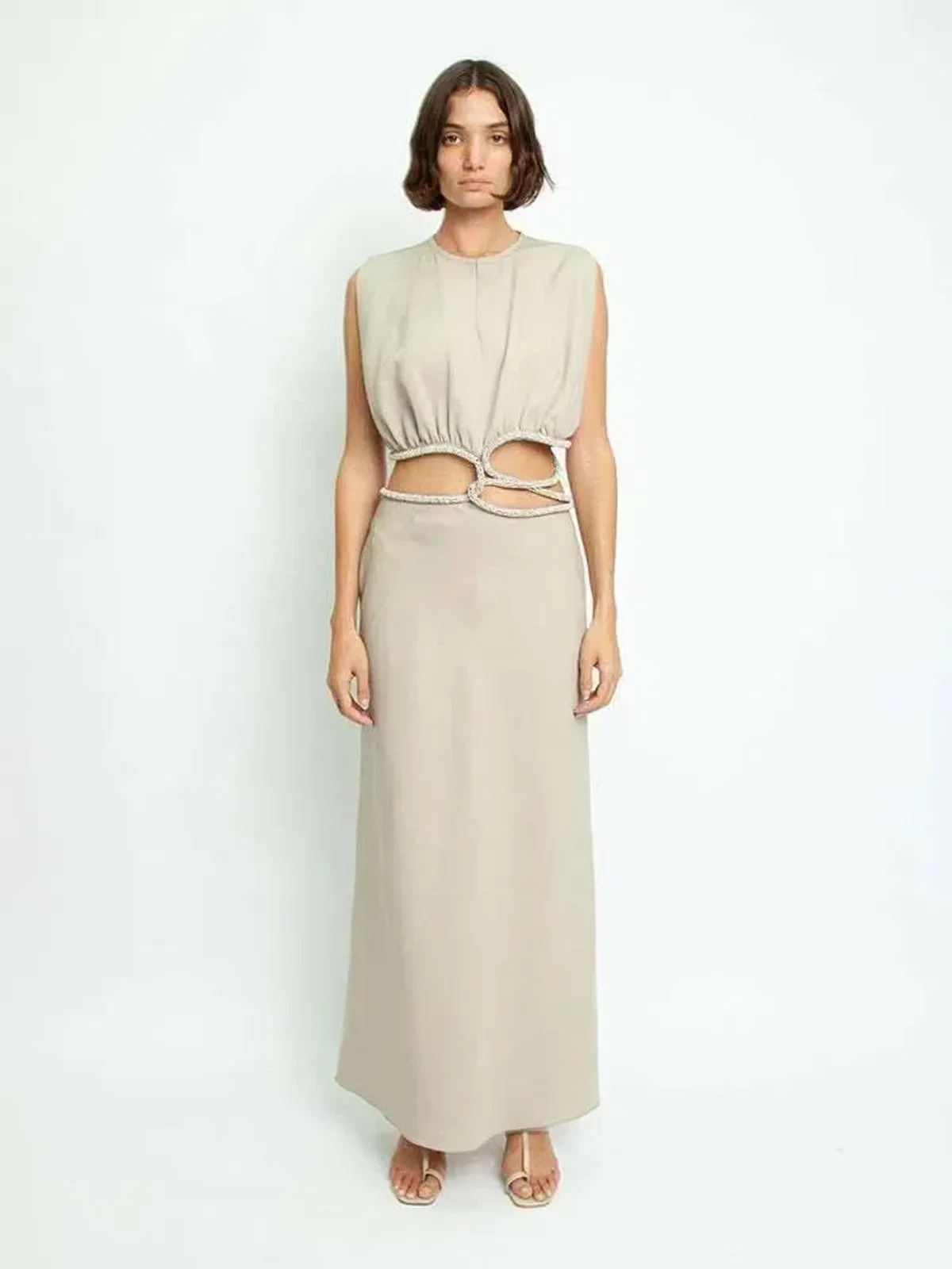 Christopher Esber Crystal Interweave Dress Sand Size 6 for rent on The Volte - main image