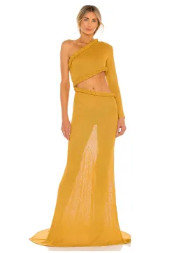 Bronx and Banco Dalia One Shoulder Knit Dress Mustard Size 6 for rent on The Volte - image 1