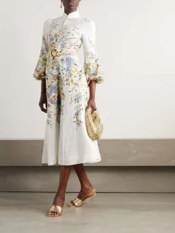 Zimmermann Matchmaker Belted Floral-print Linen Midi Dress Floral Size 3/Au 14 for rent on The Volte - image 2