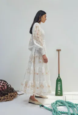 Alemais Embroidered Cecilia Midi Dress White Size AU 10  for rent on The Volte - image 3