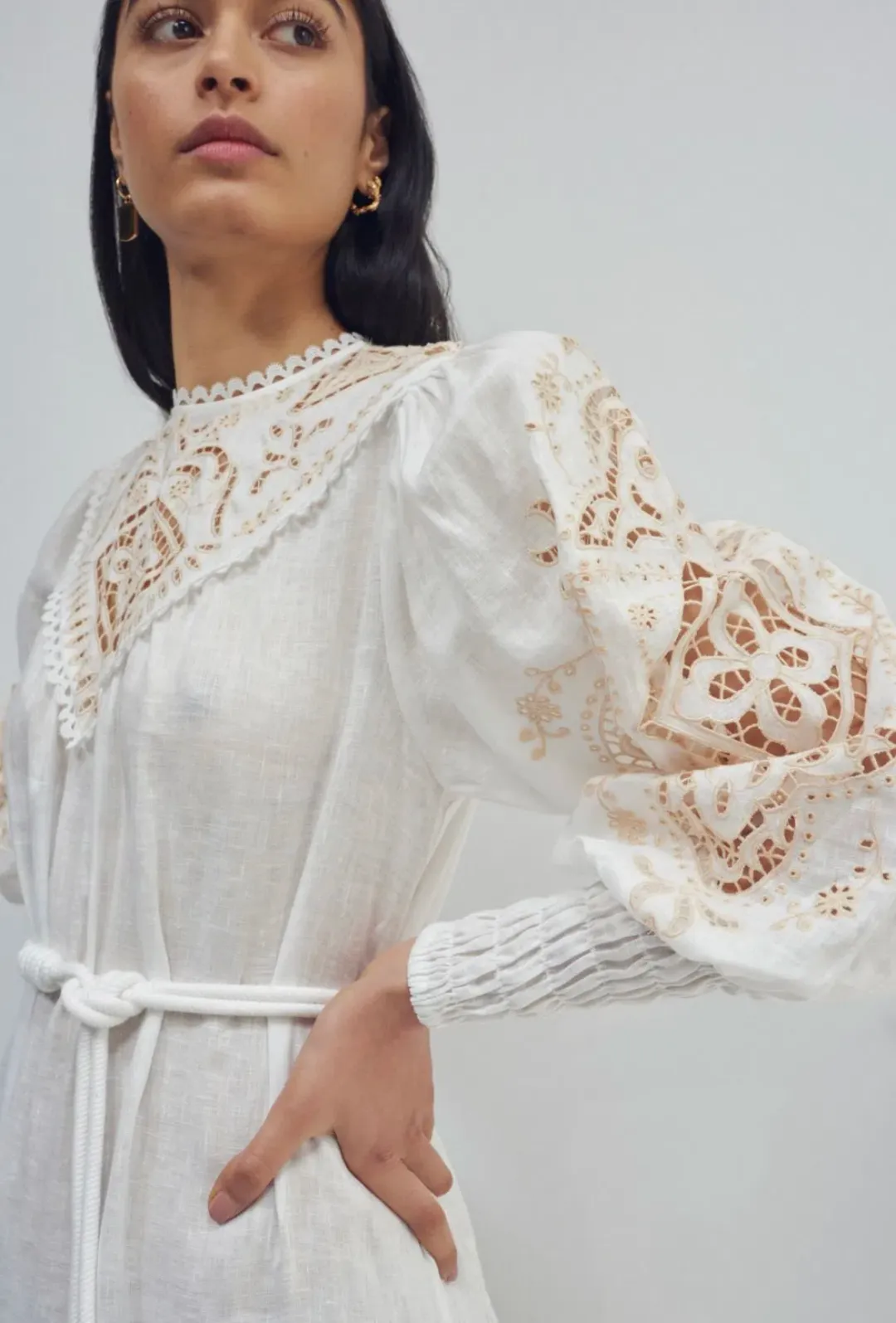 Alemais Embroidered Cecilia Midi Dress White Size AU 10  for rent on The Volte - main image