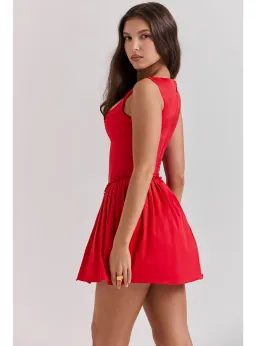 House of CB Scarlet Pleated Mini Dress Scarlet Size AU 8 for rent on The Volte - image 3