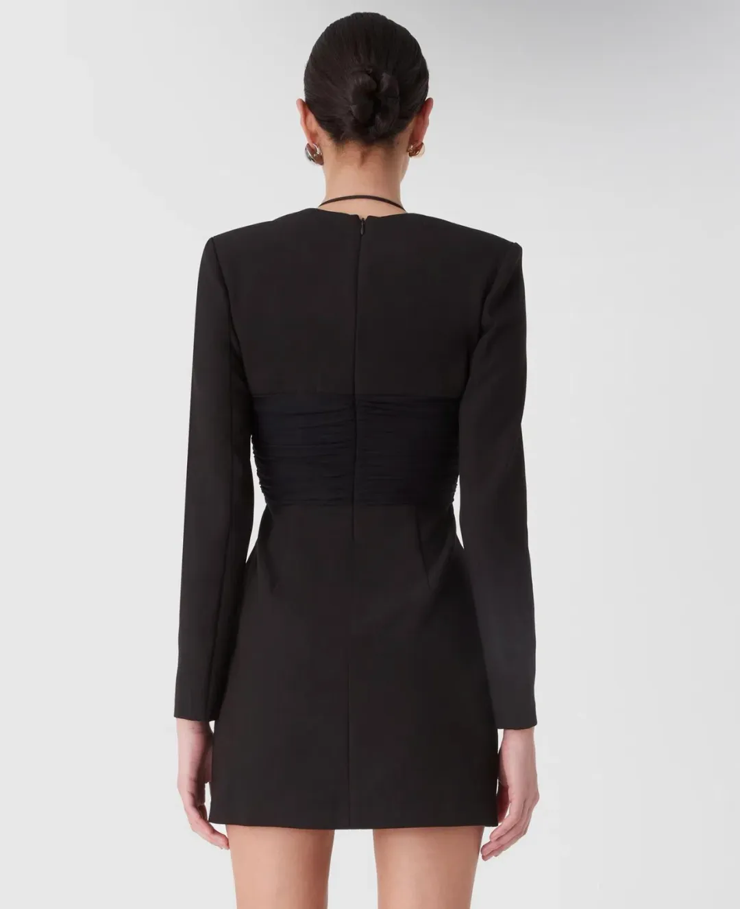 Misha Solange Mesh and Tailoring Mini Dress Black Size 10 for rent on The Volte - main image