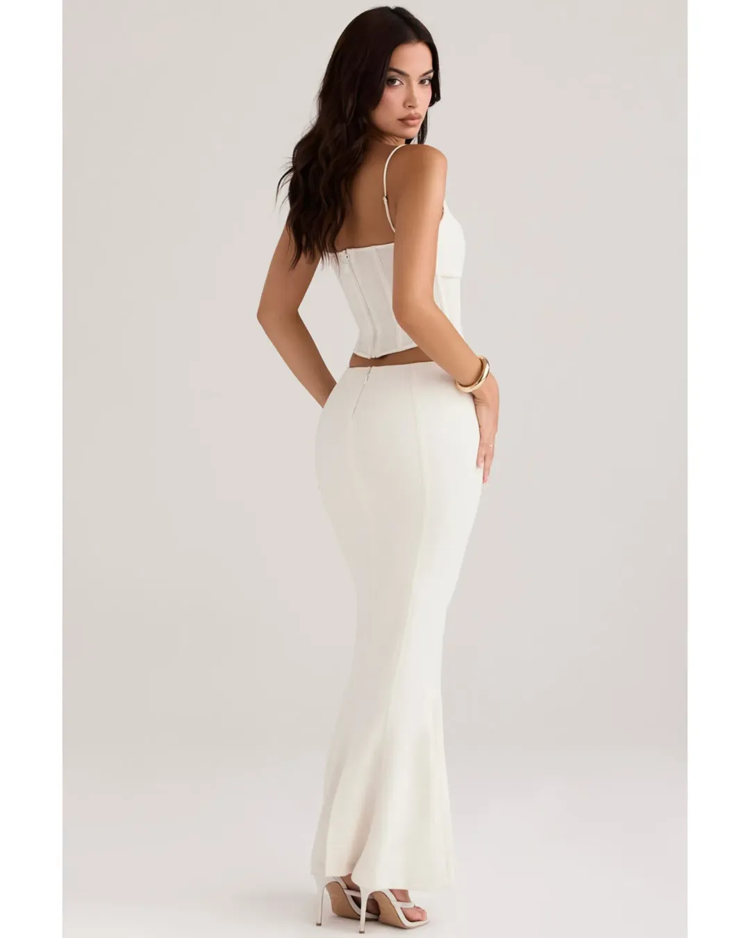 House Of CB Paloma Corset Maxi Dress Ivory Size AU 14 for rent on The Volte - main image