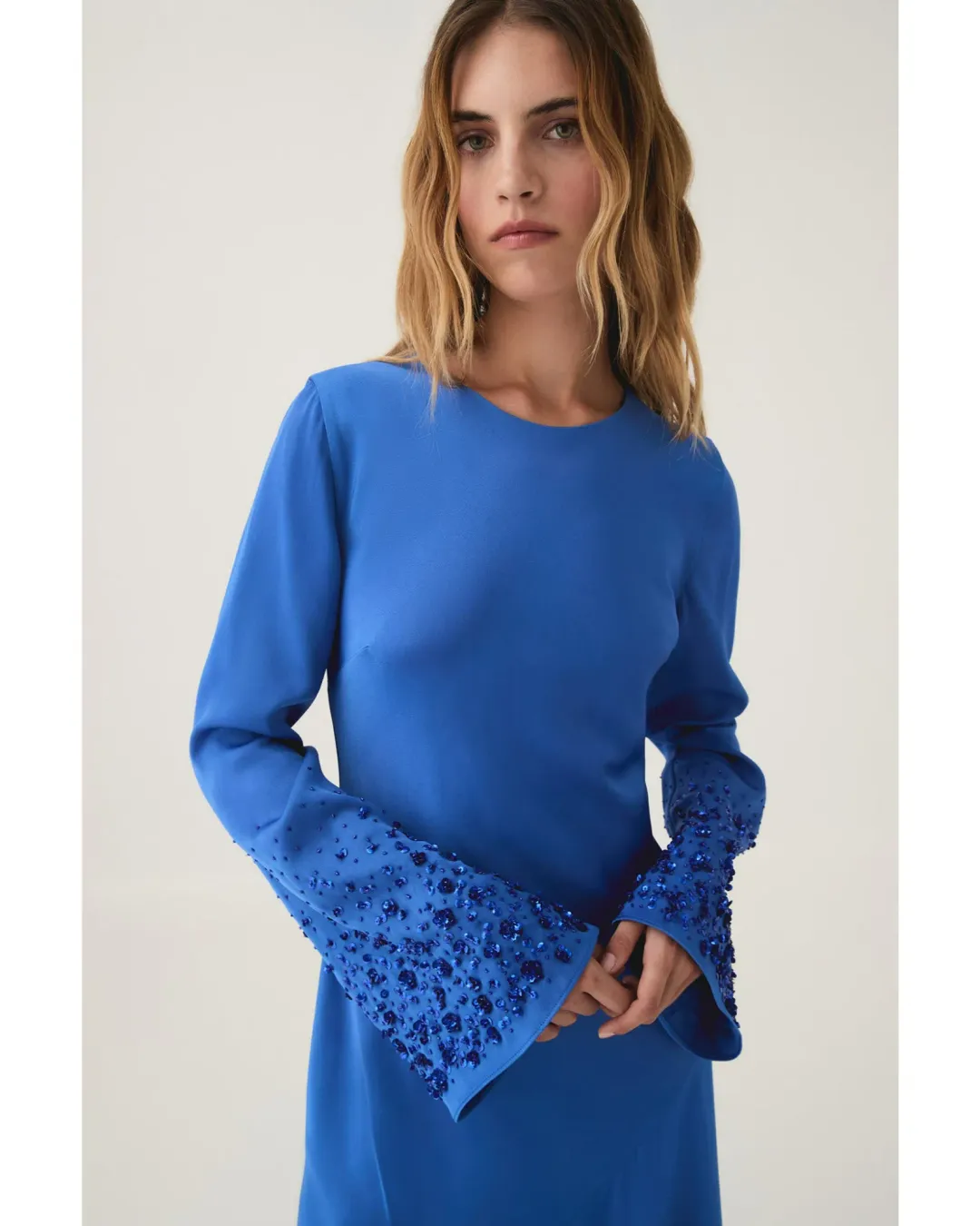 Aje Weylyn Sequin Cuff Maxi Dress Cobalt Blue Size AU 12 for rent on The Volte - main image