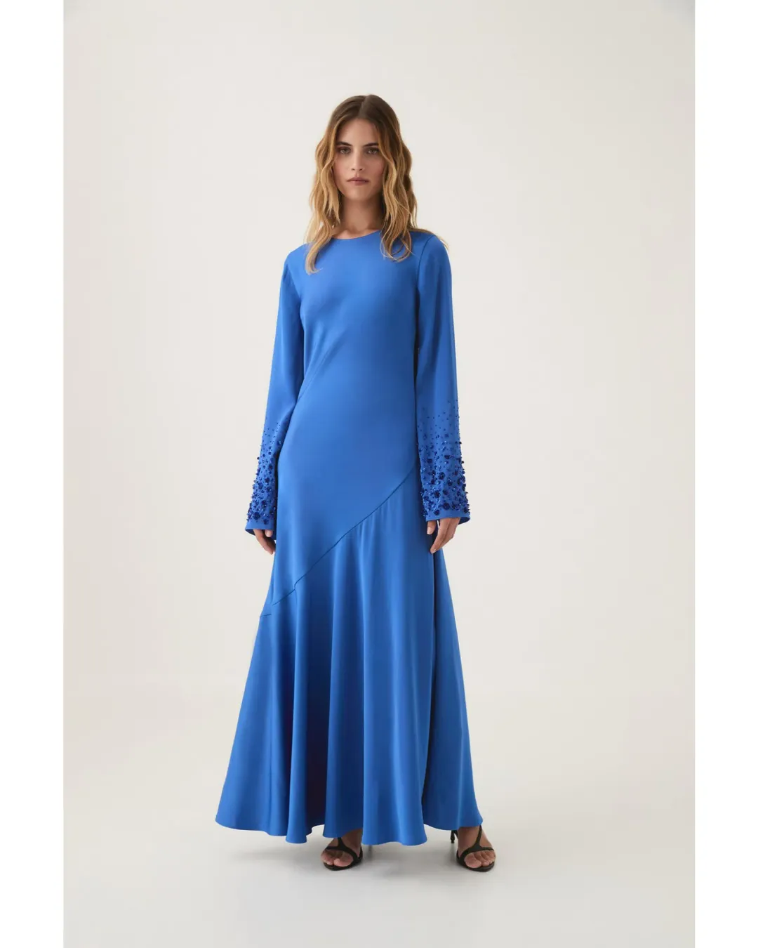 Aje Weylyn Sequin Cuff Maxi Dress Cobalt Blue Size AU 12 for rent on The Volte - main image