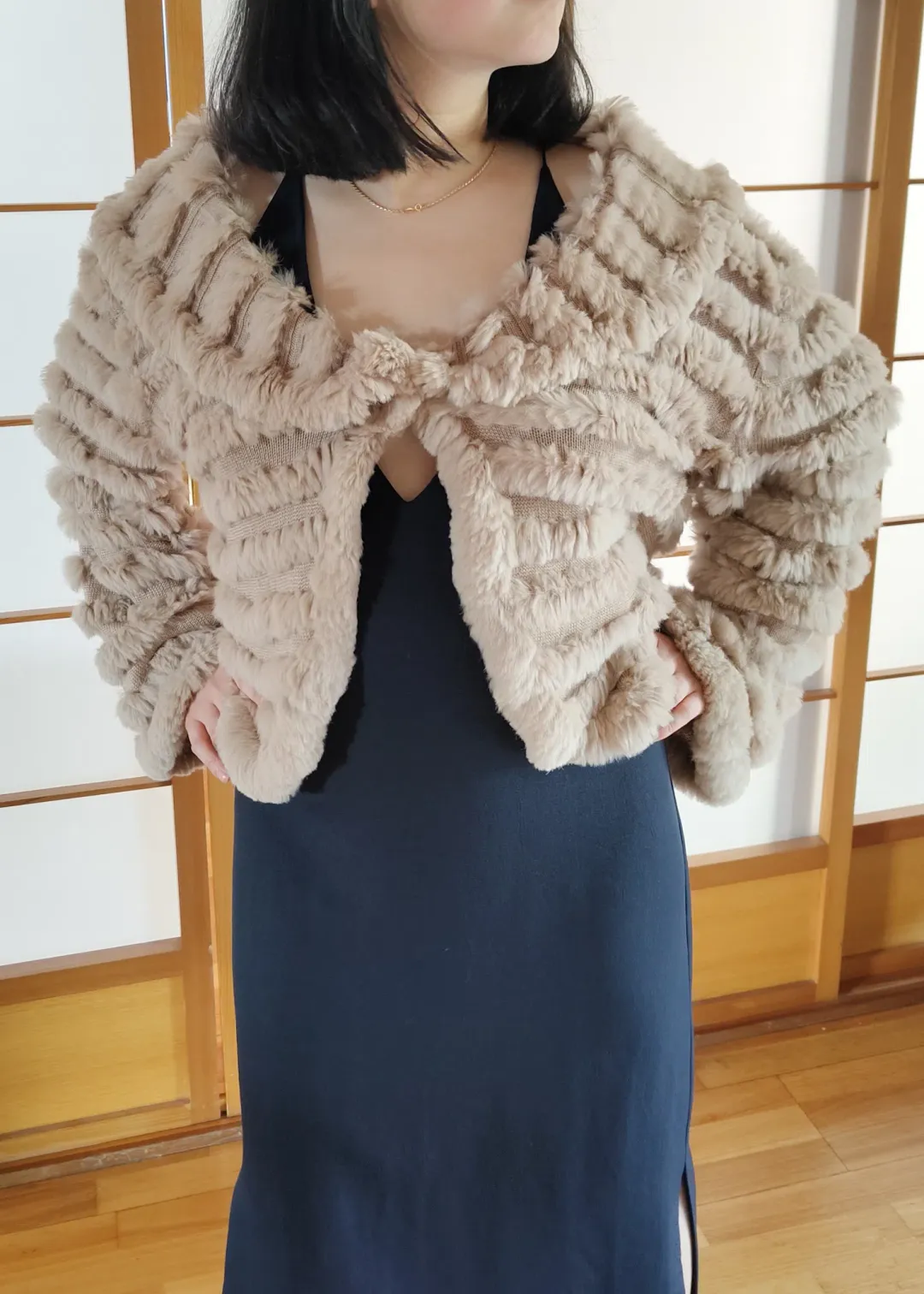 Natasha Rabbit Fur Jacket Cream Size XS / AU 8 for rent on The Volte - main image
