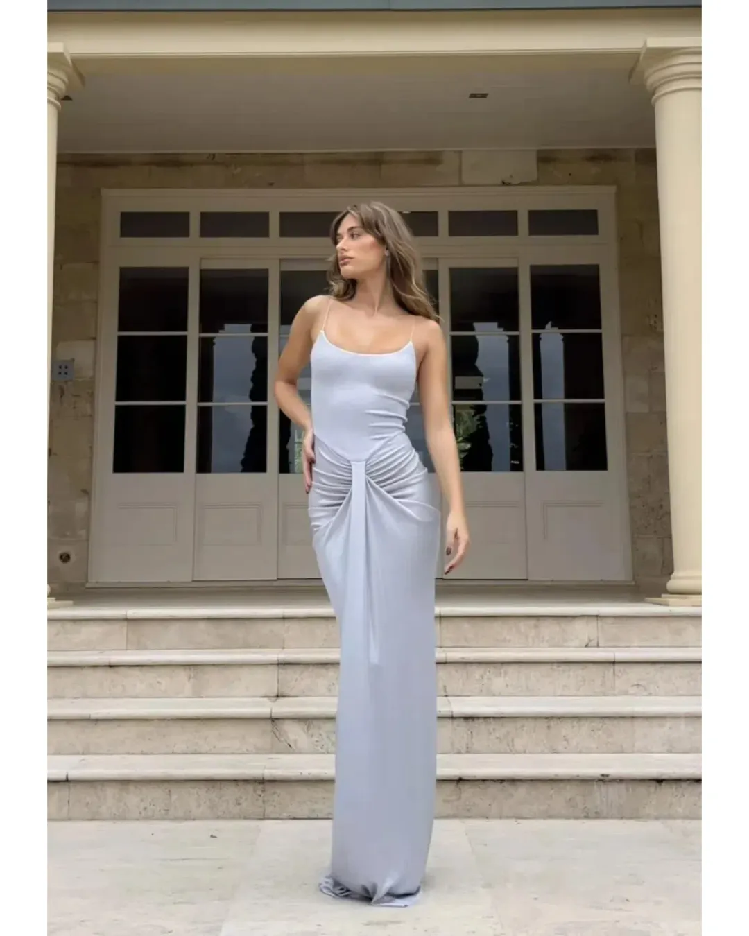 Natalie Rolt Allora Gown in Silver Size 1 / AU 8  for rent on The Volte - main image