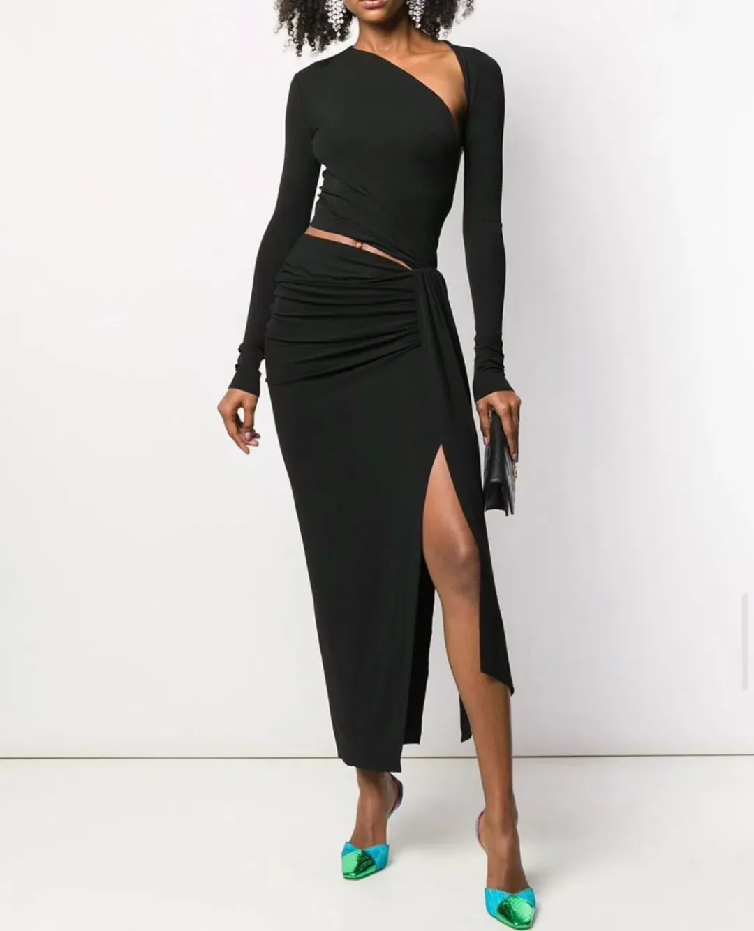 Alexandre Vauthier Cut Out Stretch Jersey Long Dress Black Size 6 for rent on The Volte - main image
