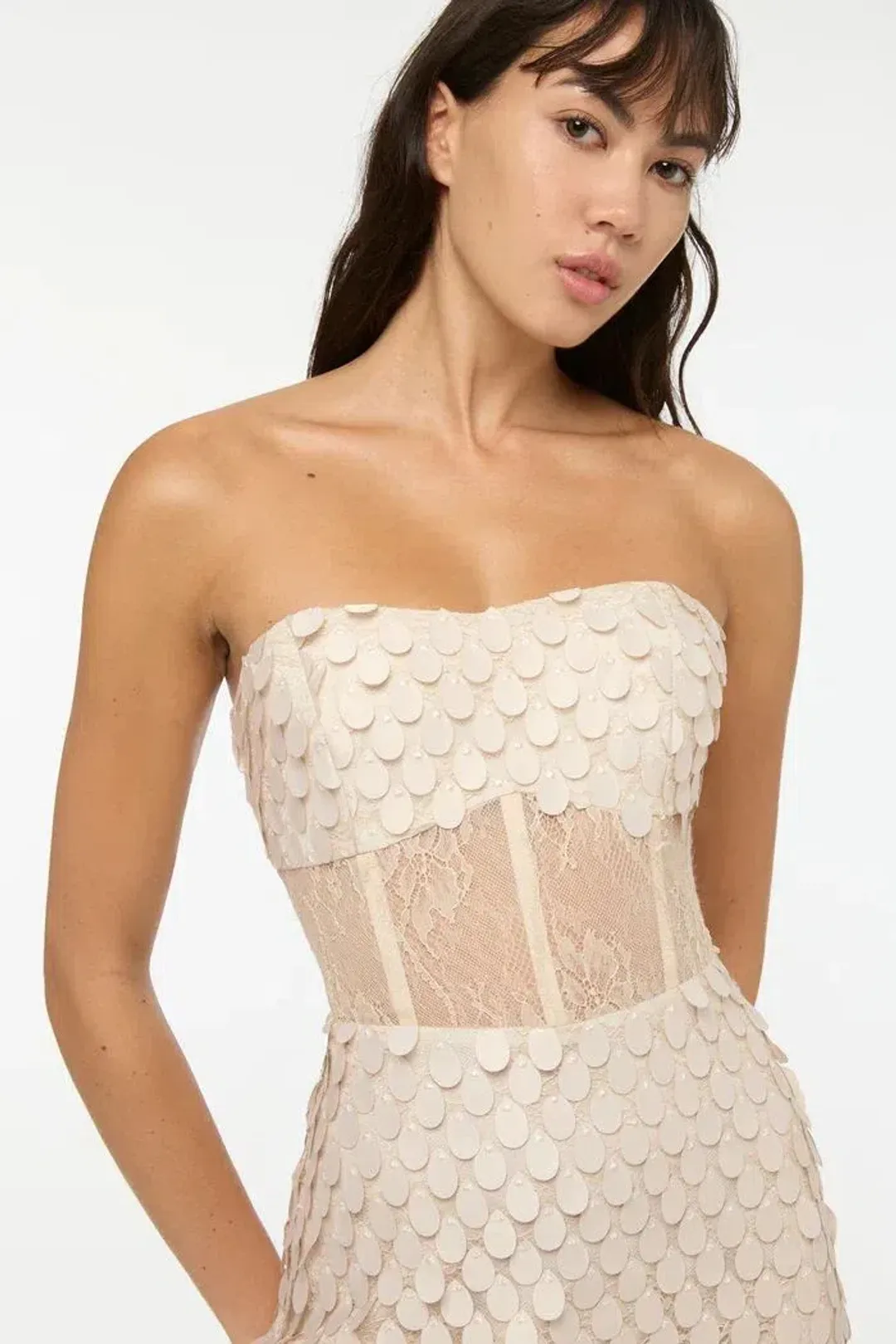 Manning Cartell Supreme Extreme Strapless Gown Chalk Size 8 for rent on The Volte - main image