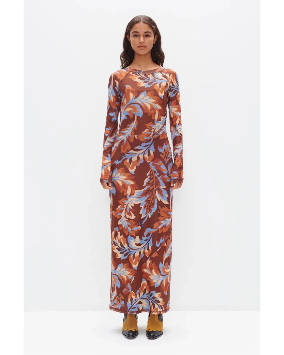 Ownley Carla Dress Retro Leaf Size AU 10  for rent on The Volte - main image