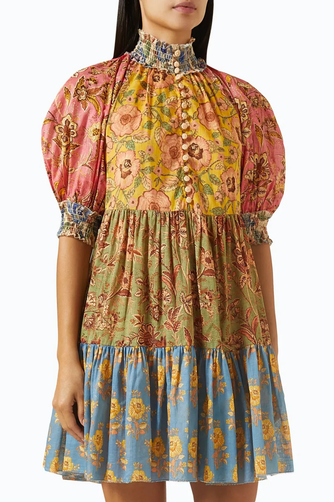 Zimmermann Junie Lantern Mini Dress Spliced Size 3 for rent on The Volte - main image