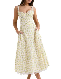 House of CB Rosalee Cotton Bustier Sundress White Vintage Floral Print Size S / AU 8 for rent on The Volte - image 7