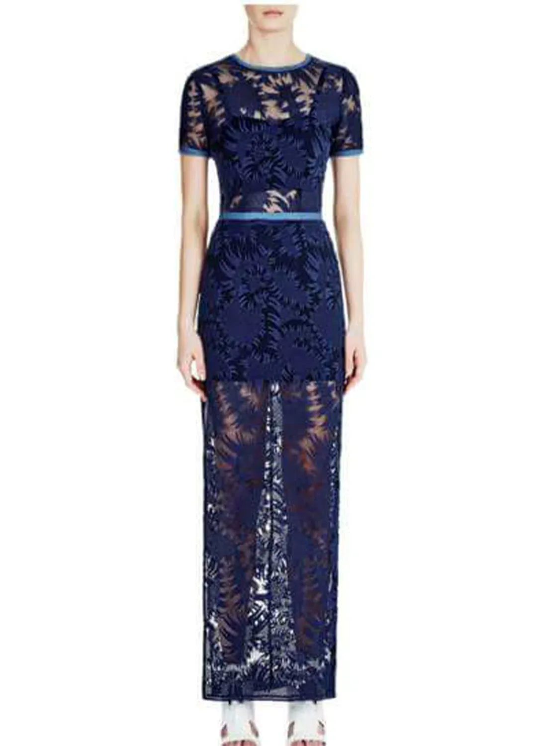 Manning Cartell Between Two Worlds Midi Lace Dress Navy Blue Size 8 for rent on The Volte - main image