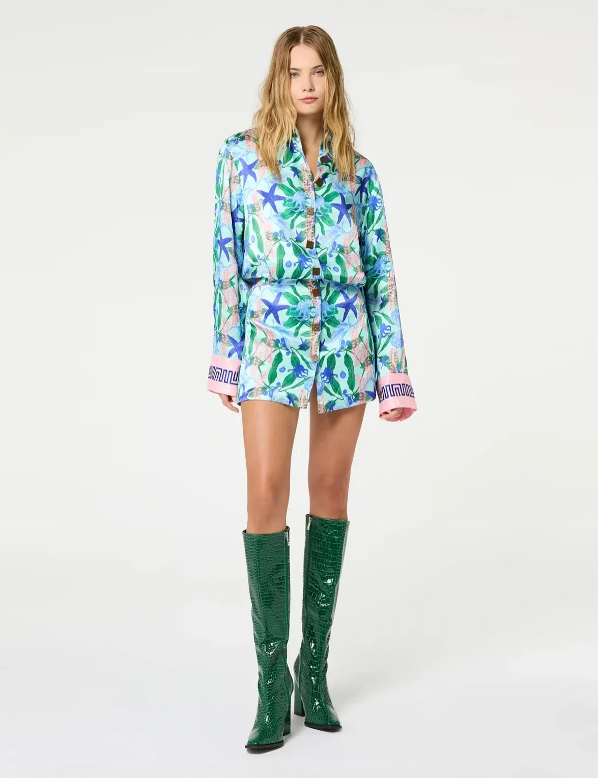 Muma World Quandong Illustrated Mini Shirt Dress Print Size 8 for rent on The Volte - main image
