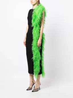 Rachel Gilbert Elcie Feather Trim Midi Dress Black/Green Size 10 for rent on The Volte - image 1