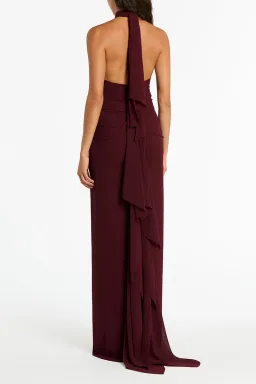 Carla Zampatti Georgette Halter Neck Gown Merlot Size 12 for rent on The Volte - image 2