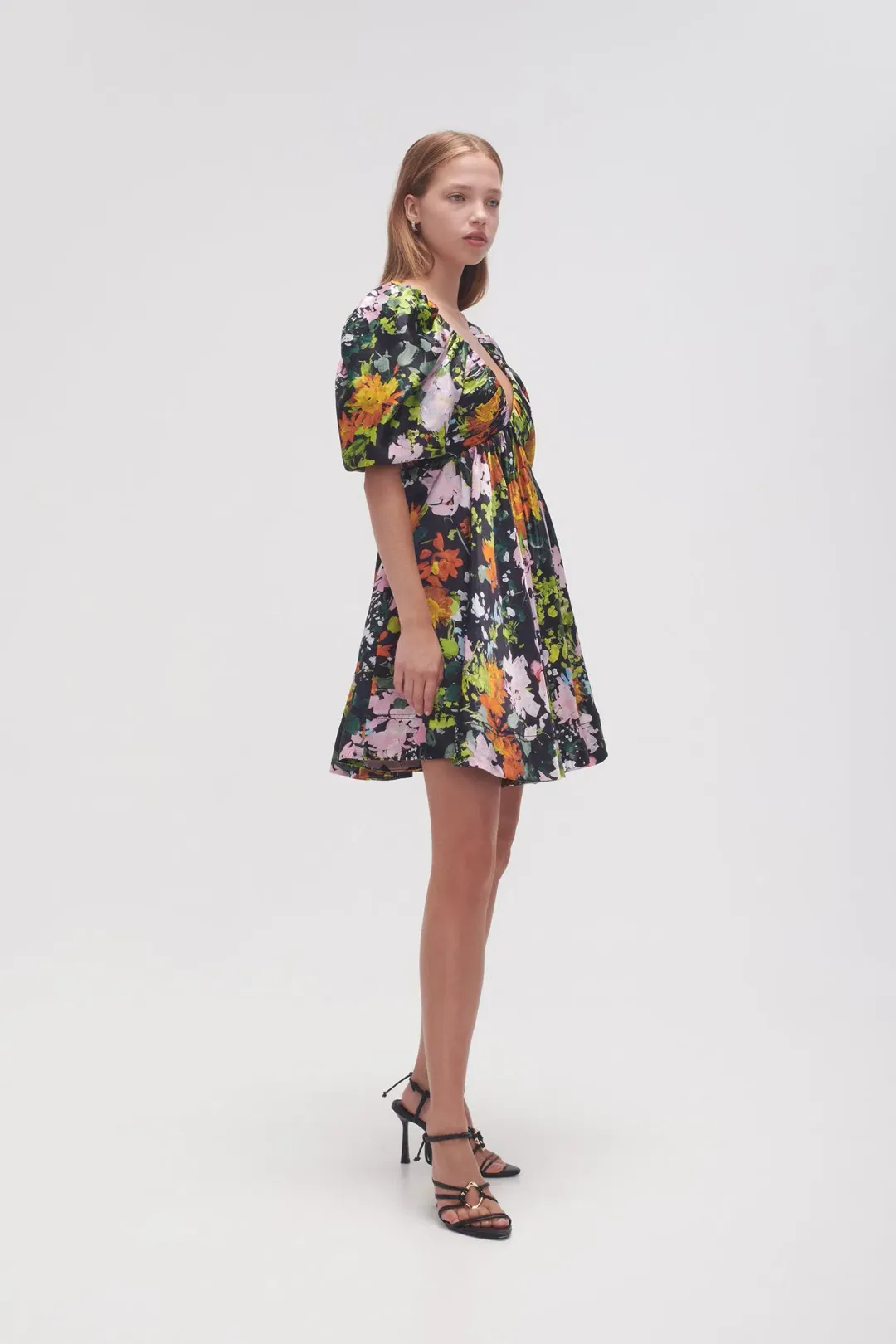 Aje Gabrielle Plunge Mini Dress in Midnight Floral Print Size 8 for rent on The Volte - main image